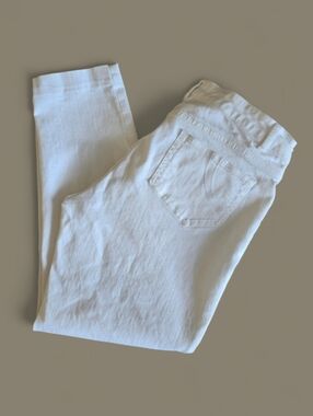 Maje embroidered cropped white jeans size 40